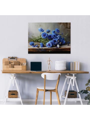 Leinwandbild Blumen in Blau