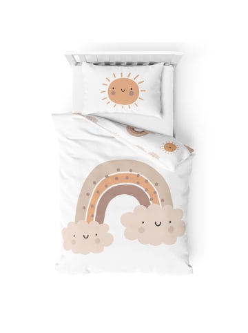 Baby Bettwäsche-Set Biber/Flanell "Little Sunrise" in Weiß