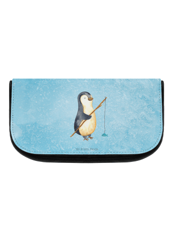Kosmetiktasche Pinguin Angler ohne Spruch in Eisblau