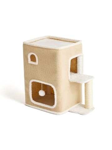 Katzenhaus in Beige/ Weiß  - (B)57,5 x (H)58 x (T)35 cm