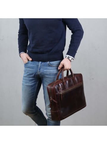 Leder-Laptoptasche 15" echt Leder Aktentasche 15 Zoll Laptop Fach braun in braun