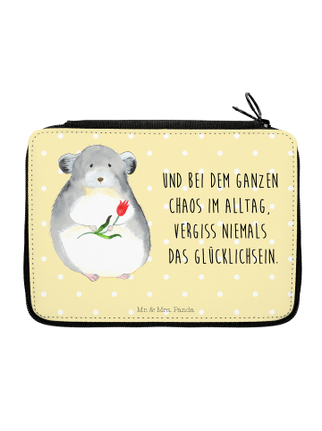 Federmappe Chinchilla Blume mit Spruch in Gelb Pastell
