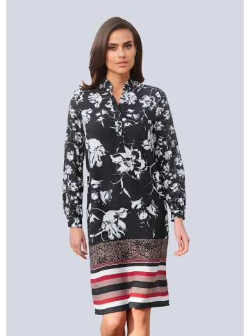 Kleid mit floralem Dessin in schwarz