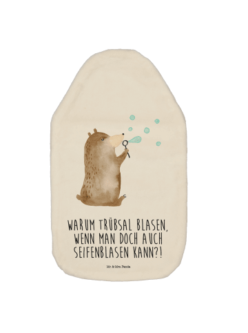 Wärmflasche Bär Seifenblasen mit Spruch in Weiß