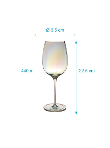 Wein Glas Weißwein Rotwein 440ml in 6x 440ml Regenbogen Schimmer