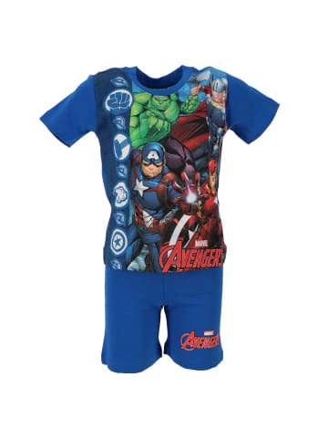 Avengers Kurzarm-Schlafanzug für Kinder 100% Baumwolle, Shortama-Design in Blau