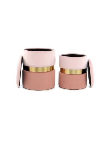 Hocker Zora 2erSet in rosa - gold - altrosa