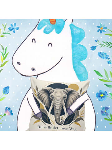 Sofa Kissen Elefant zeitlos Design mit Spruch in Weiß