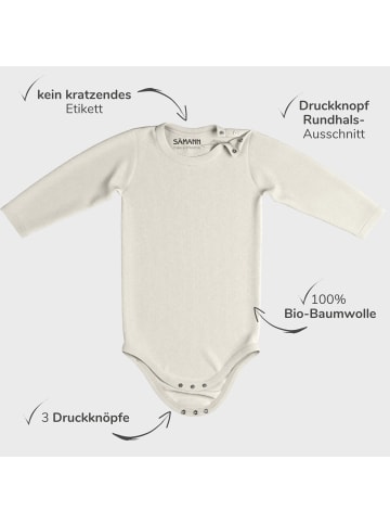 Baby Body aus 100% Bio-Baumwolle Druckknopf langarm gerippt Coconut Milk