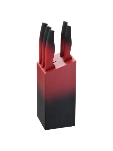 6tlg. Messer-Set mit Messerblock in Rot