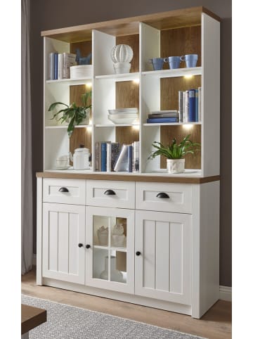 Buffetschrank weiß Pinie, Eiche hell Landhaus, Buffet 130 x 198 cm
