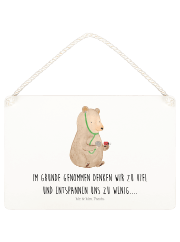Schild Bär Arzt mit Spruch in Weiß