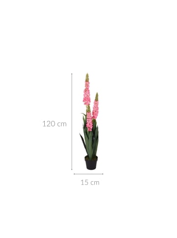 Künstliche Lupine im Topf in Rosa, 120 cm