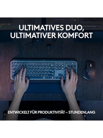 Logitech Präzisionstastatur Tastatur-Maus Set MX Keys S in Schwarz