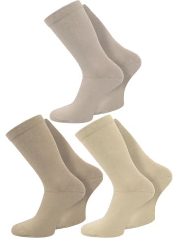 3 Paar Gesundheitssocken mit Komfortbund in Hellbeige/Mittelbeige/Dunkelbeige