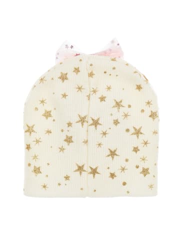 Wintermütze Beanie mit Schleife in Weiß