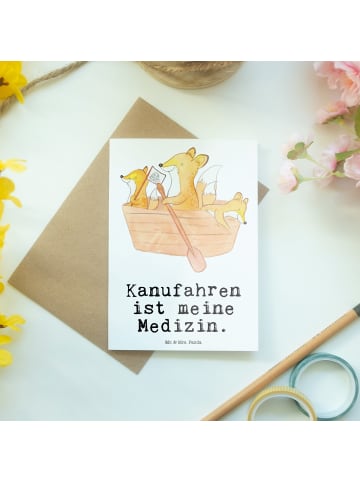 Grußkarte Fuchs Kanufahren mit Spruch in Weiß