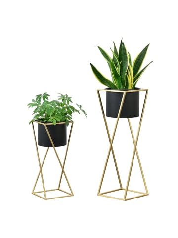 Pflanzständer Mons in Gold Schwarz (H)70cm (B)24cm (T)24cm