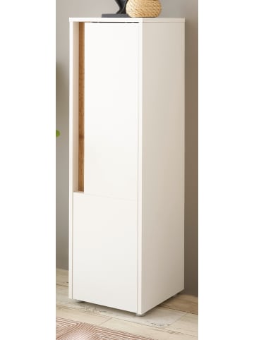 Bad-Midischrank weiß, Wotan Eiche, Badmöbel Kommode 34 x 114 cm