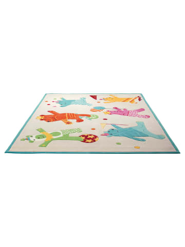 Teppich "Dancing Bears" in Sand/Orange/Türkis/Pink