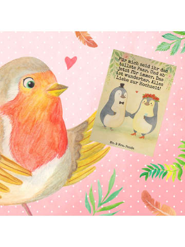 Grußkarte Hochzeit Pinguin Design mit Spruch in Weiß