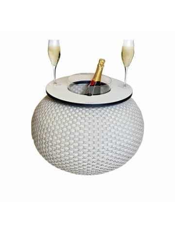 3-in-1 Loungetisch mit Acryl-Kühler Milano in Champagner 40 cm