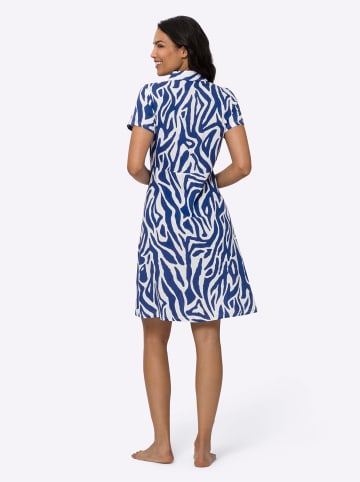 Sommerkleid in royalblau-weiß-bedruckt