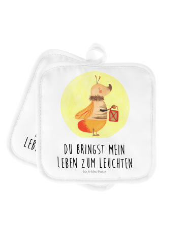 Topflappen Glühwürmchen mit Spruch in Weiß