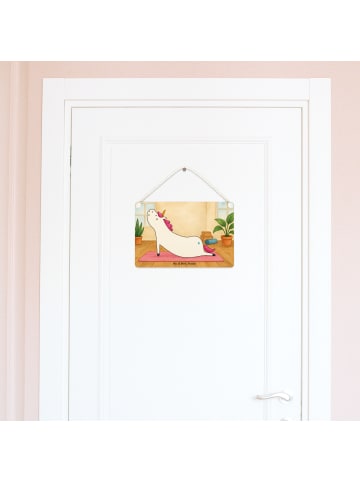 Schild Einhorn Yoga Design ohne Spruch in Weiß