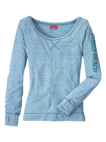 Langarmshirt in türkis-meliert