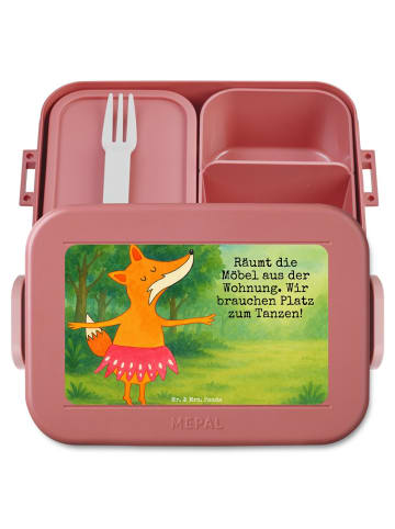 Brotdose Fuchs Ballerina Design mit Spruch in Rot Pastell