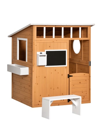 Kinderspielhaus in Naturholz 122L x 108B x 135,5H cm