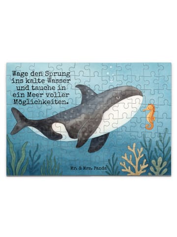Puzzle Orca Design mit Spruch in Weiß