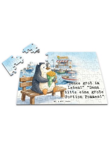 Puzzle Pinguin Pommestüte Design mit Spruch in Weiß