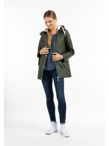 Damen Regenjacke Mit Webpelzfutter in Dunkeloliv