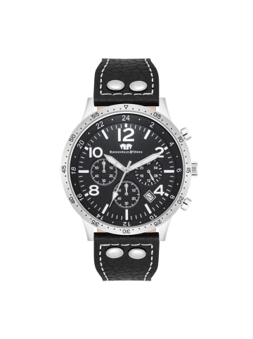 Uhr Flight Captain aus Echtleder in schwarz