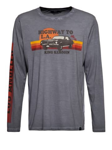 King Kerosin Acidwash Longsleeve Highway to LA in stahlgrau
