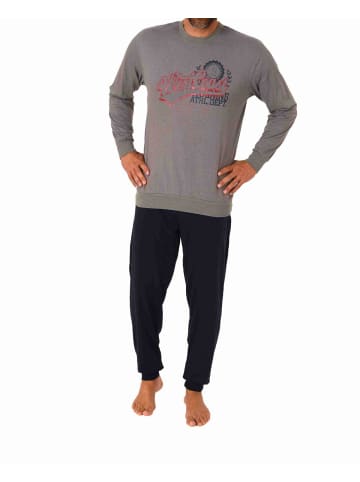 Pyjama Schlafanzug langarm Bündchen - 70545 in grau