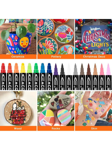 26 Farben Acrylmarker Set – für Verschiedenen Oberflächen