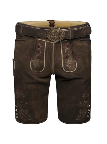 Lederhose Olivier mit Gürtel in dunkelbraun