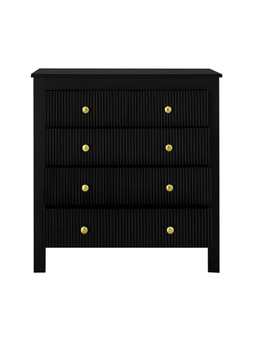 Schwarzes Sideboard mit Spezialtüren & Goldgriffen – (B)79x40(H)x(T)81 cm