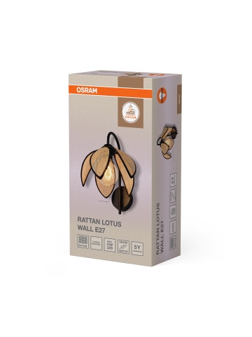 Decor Rattan Lotus Wandleuchte E27 Braun Natur