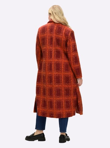 Karo-Mantel in kirsche-orange-gemustert