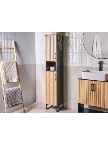 Badezimmerschrank MISCANTI in Braun/Schwarz - (W) 30 x (H) 170 x (L) 30 cm