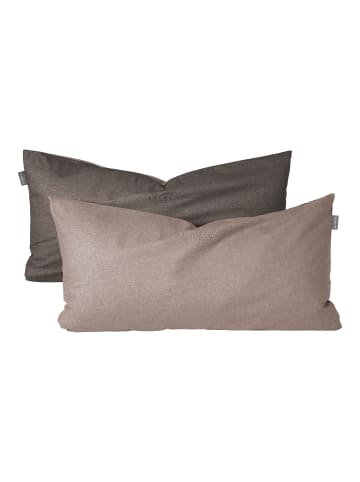 Renforcé-Kissenhüllen Doubleface in Taupe-Dunkelgrau