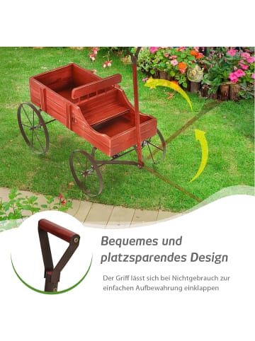 Blumenständer Holzwagen in Rot
