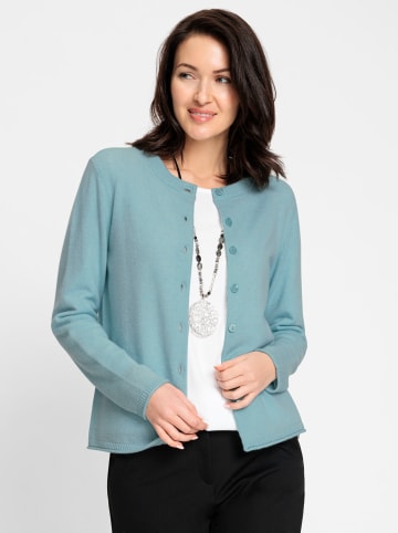 Feinstrickjacke in aqua-meliert
