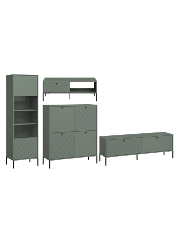 Wohnzimmer-Set 4-teilig Vitoria 409 / 52 / 180cm grün schwarz