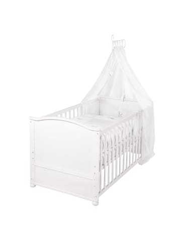 Komplettbettset Fox and Bunny mit Himmel, Nest & Matratze 70 x 140 cm - Weiß
