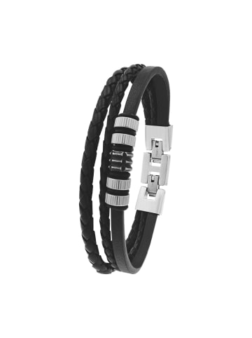 Armband Edelstahl, wet plat+Farbspray, Leder, Kautschuk in bicolor